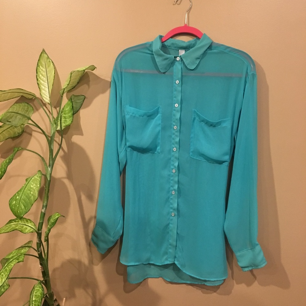 Chiffon american apparel see through button down